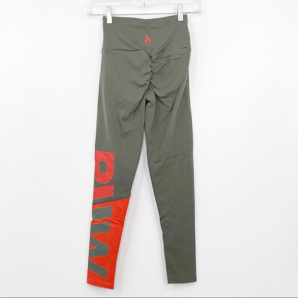 Ryderwear NEONUDE Scrunch Bum Leggings in Khaki Green/Orange Sz XS - Picture 3 of 10